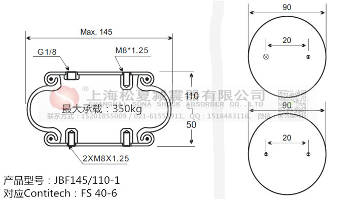 JBF145/110-1橡膠<a href='http://www.autohome-mall.com/' target='_blank'><u>空氣彈簧</u></a>