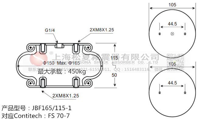 JBF165/115-1橡膠<a href='http://www.autohome-mall.com/' target='_blank'><u>空氣彈簧</u></a>