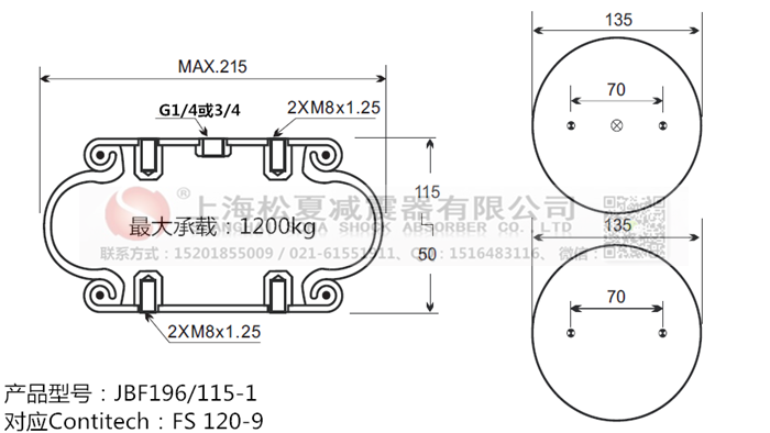 JBF196/115-1橡膠<a href='http://www.autohome-mall.com/' target='_blank'><u>空氣彈簧</u></a>