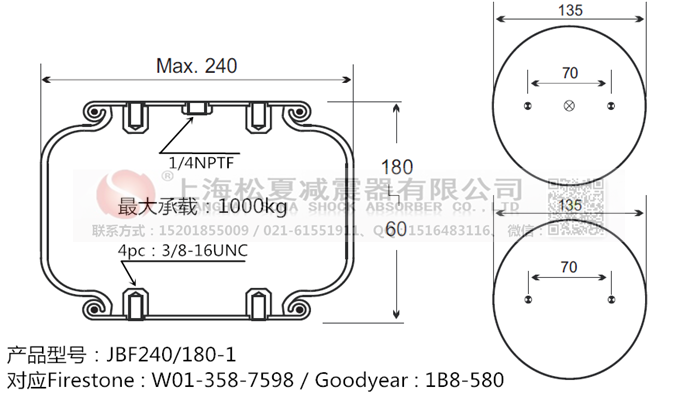 JBF240-180-1橡膠<a href='http://www.autohome-mall.com/' target='_blank'><u>空氣彈簧</u></a>