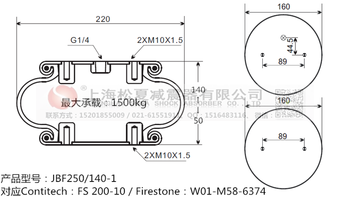 JBF250/140-1橡膠<a href='http://www.autohome-mall.com/' target='_blank'><u>空氣彈簧</u></a>