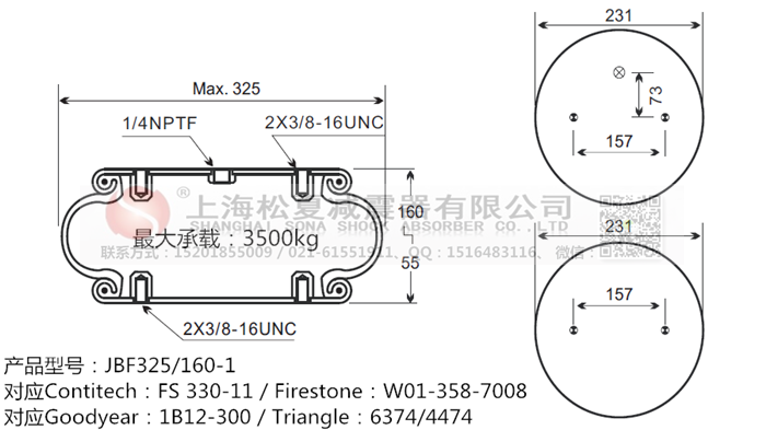 JBF325/160-1橡膠<a href='http://www.autohome-mall.com/' target='_blank'><u>空氣彈簧</u></a>