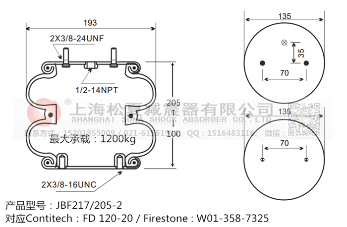 JBF217/205-2橡膠<a href='http://www.autohome-mall.com/' target='_blank'><u>空氣彈簧</u></a>