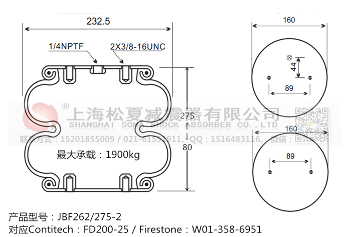 JBF262/275-2橡膠<a href='http://www.autohome-mall.com/' target='_blank'><u>空氣彈簧</u></a>