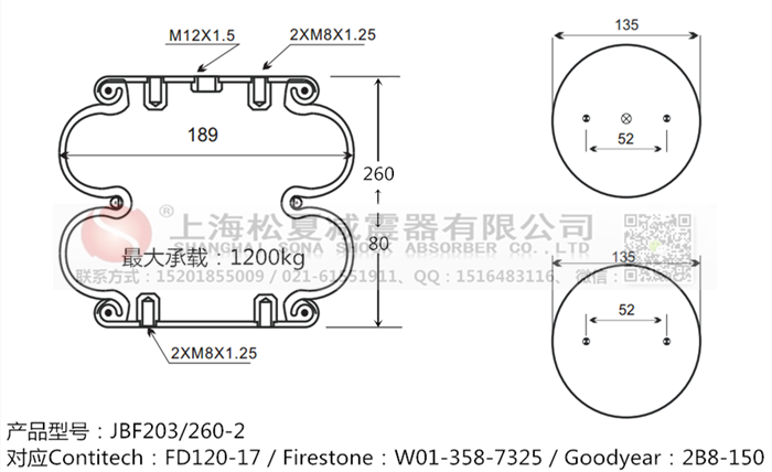 JBF203/260-2橡膠<a href='http://www.autohome-mall.com/' target='_blank'><u>空氣彈簧</u></a>